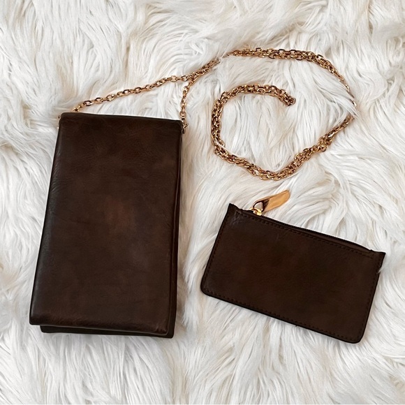 Brown Crossbody Wallet and Gold Link Chain with Matching Coin Purse NWOT - Picture 7 of 8
